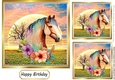 Autumn Sunrise with Horse and flowers 7x7 (two)