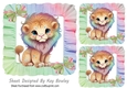 Frill Rainbow 7x7 Frames/Toppers with cute lion (two)