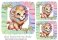 Frill Rainbow 7x7 Frames/Toppers with cute lion (three)