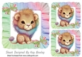Frill Rainbow 7x7 Frames/Toppers with cute lion (four)