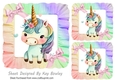 Frill Rainbow 7x7 Frames/Toppers with cute unicorn (two)