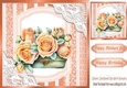 Pretty Peach Roses in a vintage Trunk with lace 8x8 (two)