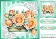 Peach Roses in a Vintage Trunk withTurq/ lace 8x8 (Four)