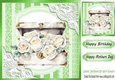 White Roses in a Vintage Trunk with Green/ lace 8x8 (Five)
