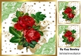 Pretty Red Roses With Gold Stars and lace 8x8