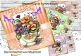 4 Pretty Vintage Floral Teacups with butterflies 8x8 Mini Kit
