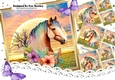4 Lovely Autumn Sunrise with Horses and flowers 7x7 Mini Kit