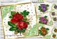 4 Pretty Roses With Gold Stars and lace 8x8 Card Fronts Mini Kit