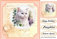 pretty kitten on lace with peach rose script 8x8 frame