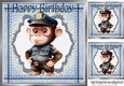 Cute Monkey in Police Uniform in Denim Frame 8x8 (Four)