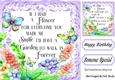 Pretty Garden of Flowers With Butterflies With Verse Purple 8x8 (two)
