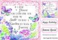 Pretty Garden of Flowers With Butterflies With Verse Pink 8x8 (three)