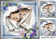 Two Kitten Cuddles On Lace with Flowers 8x8 (Four)