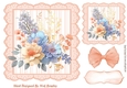 Pretty Peach Flowers Striped 7x7 Frame (four)