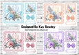  4 Pretty Coloured Flowers Striped 7x7 Frames Mini Kit 