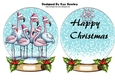 Snowglobe with christmas flamingos with holly and insert