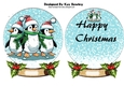 Snowglobe with christmas penguins with holly and insert