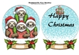Snowglobe with christmas sloths with holly and insert
