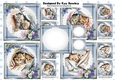 4 Pretty Kittens On Lace with Flowers 8x8 card fronts  Mini kit