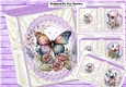 4 Pretty shades of purple butterflies on lace folded books Mini Kit