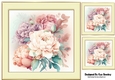 Pretty Coloured Peonies Flowers 8x8 (four)