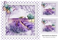 Pretty Lavender Fields With Turq/Gold Butterflies/polkadot on Lace 8x8