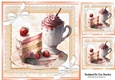 Pretty Peach Lace & Marble Card Fronts Strawberry Sundae 8x8 (three)
