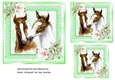 Pretty Green Lace & Marble Card Fronts 7x7 With Horses & Flowers