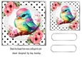 Lovely Baby Bird With Flowers Polkadot/ White Lace 7x7 Topper (one)
