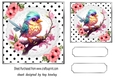 Lovely Baby Bird With Flowers Polkadot/ White Lace 7x7 Topper (two)