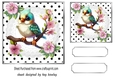 Lovely Baby Bird With Flowers Polkadot/ White Lace 7x7 Topper (three)