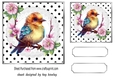 Lovely Baby Bird With Flowers Polkadot/ White Lace 7x7 Topper (four)