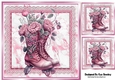 Pretty Pink Lace & Marble Card Fronts/Toppers 8x8 Boots/Roses(Two)