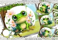 4 Cute Little Frogs in the Woodland 8x8 Cardfronts Mini Kit