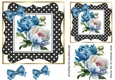 Pretty Blue/White Peonies Black Polka Dot with Bows 7x7 (two)