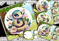 4 Cute Snakes in the Woodland 8x8 Cardfronts Mini Kit