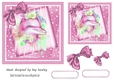 Lovely Dolphin with Flowers, Stars & Pink Bows 7x7 