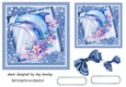 Lovely Dolphin with Flowers, Stars & Bows 7x7 (three)