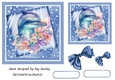 Lovely Dolphin with Flowers, Stars & Bows 7x7 (four)