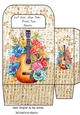 Lovely Lace Burlap Gift Bag With Guitar And Roses(two)
