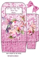 Lovely Pink Lace Burlap Gift Bag With Humming Bird (three)