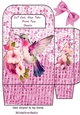 Lovely Pink Lace Burlap Gift Bag With Humming Bird (Four)