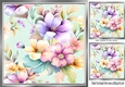 Pretty Pastel Flowers Card Fronts 8x8 (three)