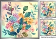 Pretty Pastel Flowers Card Fronts 8x8 (four)