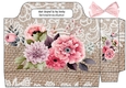 Lovely Brown Burlap & Lace With Roses Tote Gift Bag (two)