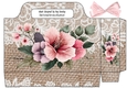 Lovely Brown Burlap & Lace With Roses Tote Gift Bag (Four)