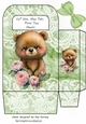 Cute Woodland Bear With Lace & Green Bow Gift Bag (two)