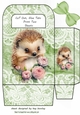 Cute Woodland Hedgehog With Lace & Green Bow Gift Bag (three)