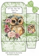 Cute Woodland Owl With Lace & Green Bow Gift Bag (seven)
