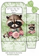 Cute Woodland Raccoon With Lace & Green Bow Gift Bag (eight)
